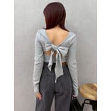 バックリボンスクエアネックリブトップス | EVRIS | 詳細画像42