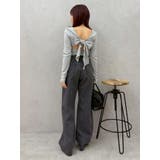 バックリボンスクエアネックリブトップス | EVRIS | 詳細画像47