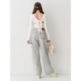 バックリボンスクエアネックリブトップス | EVRIS | 詳細画像6