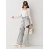 バックリボンスクエアネックリブトップス | EVRIS | 詳細画像7