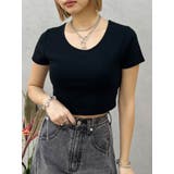 ブラック | BASICシンプルショートTシャツ | EVRIS