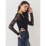 ブラック | レースアップボディースーツ | EVRIS