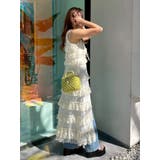 ホワイト | レースフリルロングジレ | EVRIS