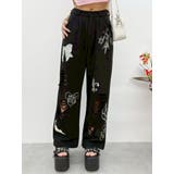 ブラック | グラフィックデザインワイドパンツ | EVRIS