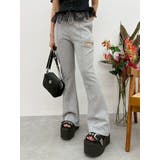 グレー | ビジューカッティングスウェットフレアパンツ | EVRIS