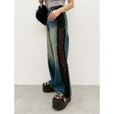 インディゴ | サイドレースワイドデニムパンツ | EVRIS