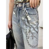 アイスブルー | フェイクグラフィックワイドパンツ | EVRIS