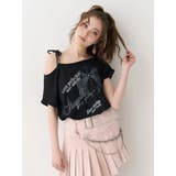 ブラック | モチーフワンショルダーグラフィックトップス | EVRIS