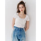 ネックレスフレンチスリーブショートトップス | EVRIS | 詳細画像2 