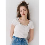 ホワイト | ネックレスフレンチスリーブショートトップス | EVRIS