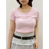 ピンク | レタリングシンプルショートTシャツ 半袖 夏服 | EVRIS