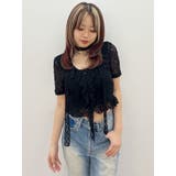 ブラック | レースチョーカーネックトップス | EVRIS