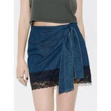 インディゴ | レースドッキングリボンデニムミニスカート | EVRIS