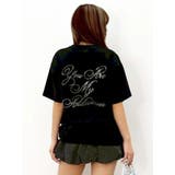 ブラック | ラインストーングラフィック BIG Tシャツ | EVRIS