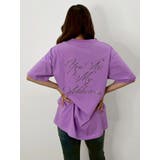 パープル | ラインストーングラフィック BIG Tシャツ | EVRIS