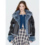 ブルー | リバーシブルフェイクファーブルゾン | EVRIS