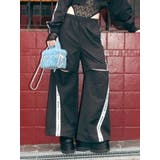 ブラック | ラメラインワイドパンツ【セットアップ着用可能】 | EVRIS