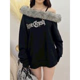 ブラック | フェイクファードッキングワンショルトップス | EVRIS