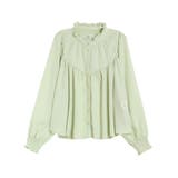 グリーン | SHIRRING FLARE BL/シャーリングフレアブラウス | CALNAMUR