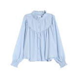 アイスブルー | SHIRRING FLARE BL/シャーリングフレアブラウス | CALNAMUR