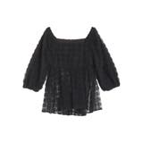 ブラック | 3D ROSE TULLE BL/3Dローズチュールブラウス | CALNAMUR