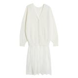 アイボリー | LACE×KNIT LONG CD/レース×ニットロングカーディガン | CALNAMUR