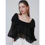 ブラック | FRILL TIERED BL/フリルティアードブラウス | CALNAMUR