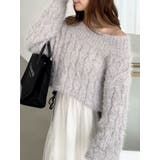 グレー | 2WAY MIX YARN CABLE KNIT/２WAYヤーンケーブルニット | CALNAMUR