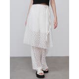 ホワイト | LACE LAYERED SKPT/レースレイヤードスカートパンツ | CALNAMUR