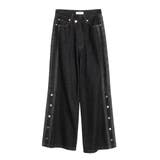 ブラック | DENIM LINE SLIT PANTS/デニムラインスリットパンツ | CALNAMUR