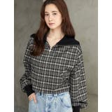 ブラック | チェックニットソーブルゾン | CALNAMUR