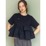 ブラック | フリルヘムティアードTシャツ | CALNAMUR