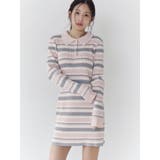 ピンク | マルチボーダーポロニットワンピース | CALNAMUR