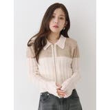 フロントジップバイカラーニット | CALNAMUR | 詳細画像15 