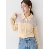 イエロー | フロントジップバイカラーニット | CALNAMUR