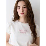 ホワイト | ビジューロゴコンパクトTシャツ | CALNAMUR