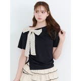 ブラック | リボン付きTシャツ | CALNAMUR