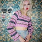 ボーダーメッシュショートニットトップス | EVRIS | 詳細画像1 