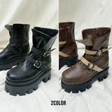 ダブルベルトバックルデザインワークブーツ 厚底 | EVRIS | 詳細画像1 