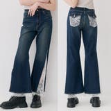 レースドッキングフレアデニムパンツ | EVRIS | 詳細画像1 