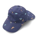 ネイビー | 【WEB限定】リボン・恐竜総柄日除け付遮熱キャップ | こどもの森e-shop