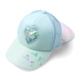 エメラルドグリーン | スパンコール入りハートメッシュキャップ | こどもの森e-shop