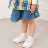 moujonjon お花プリント入りデニムキュロットパンツ 女の子 | こどもの森e-shop | 詳細画像1