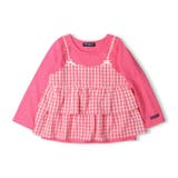 ビビッドピンク | ギンガムチェック柄キャミ付長袖Ｔシャツ | こどもの森e-shop