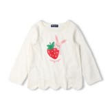 ホワイト | いちごプリント裾スカラップ長袖Ｔシャツ | こどもの森e-shop
