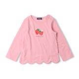 ピンク | いちごプリント裾スカラップ長袖Ｔシャツ | こどもの森e-shop