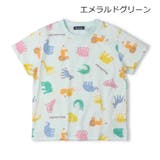 エメラルドグリーン | 日本製動物総柄Tシャツ | こどもの森e-shop