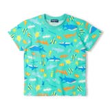 エメラルドグリーン | 虹・海の生き物総柄半袖Tシャツ | こどもの森e-shop
