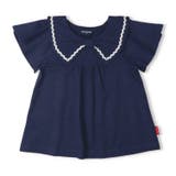 ネイビー | リボン衿付き半袖Tシャツ | こどもの森e-shop