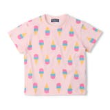 ピンク | 貝殻・アイス総柄半袖Tシャツ | こどもの森e-shop